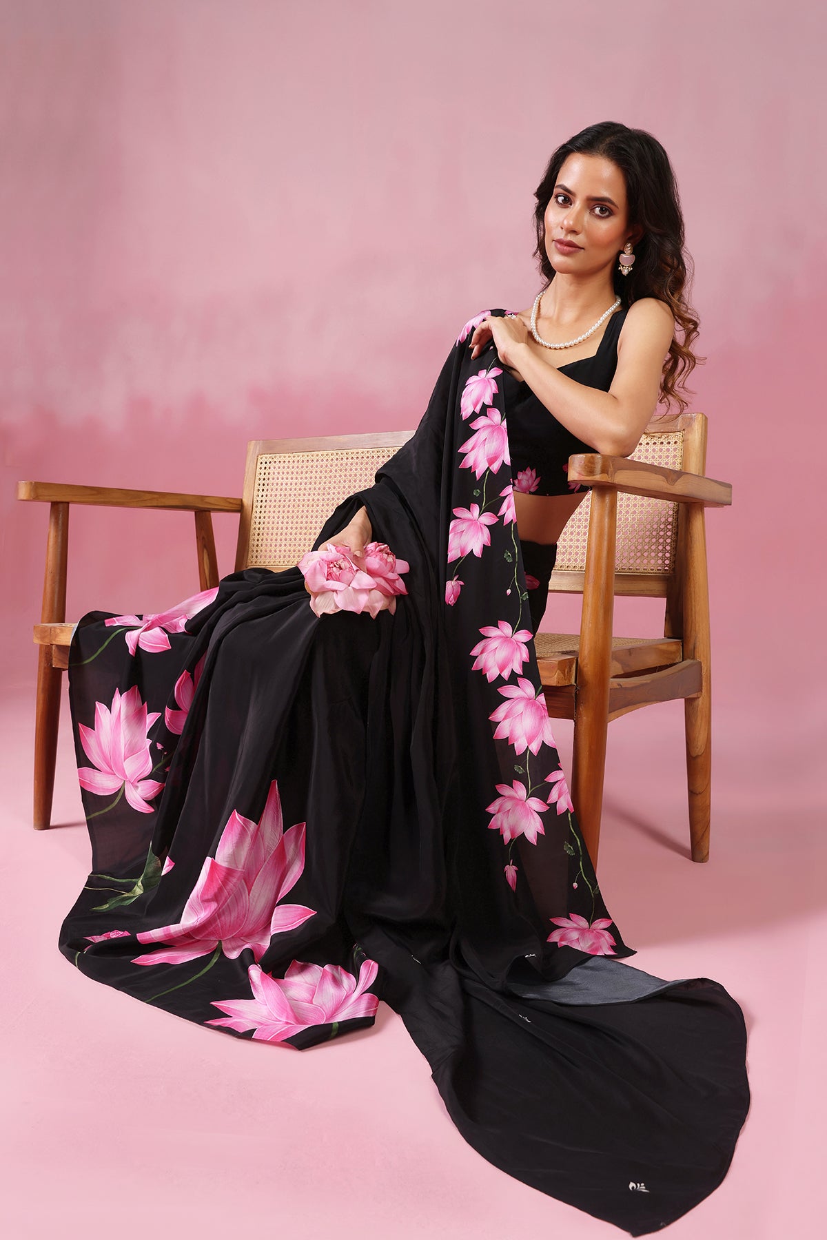 Kamalraas- Black Saree with Classic Pichwai Prints