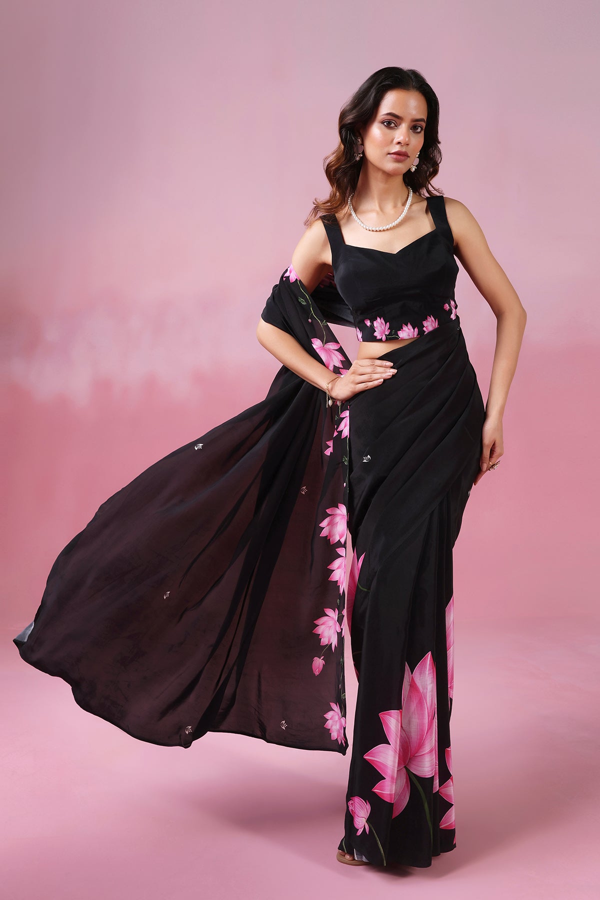 Kamalraas- Black Saree with Classic Pichwai Prints