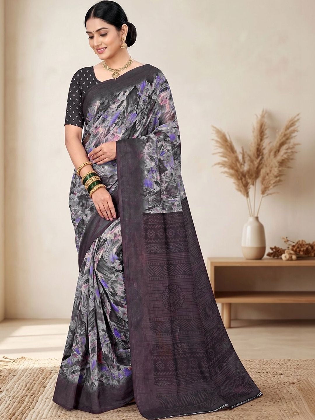Women Pure Fendy Satin Saree with Intricate Embroidery & Blouse Wedding Wear Saree
