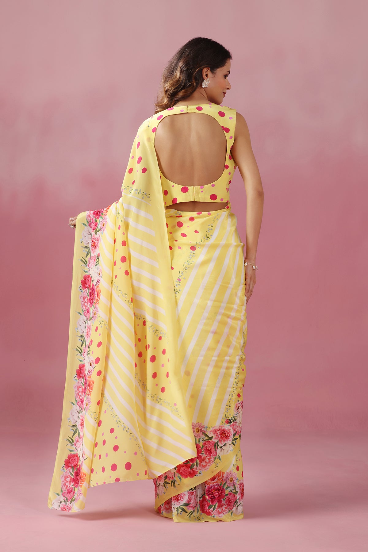 Polka Baagicha –Yellow with Florals with Playful Polka Twist