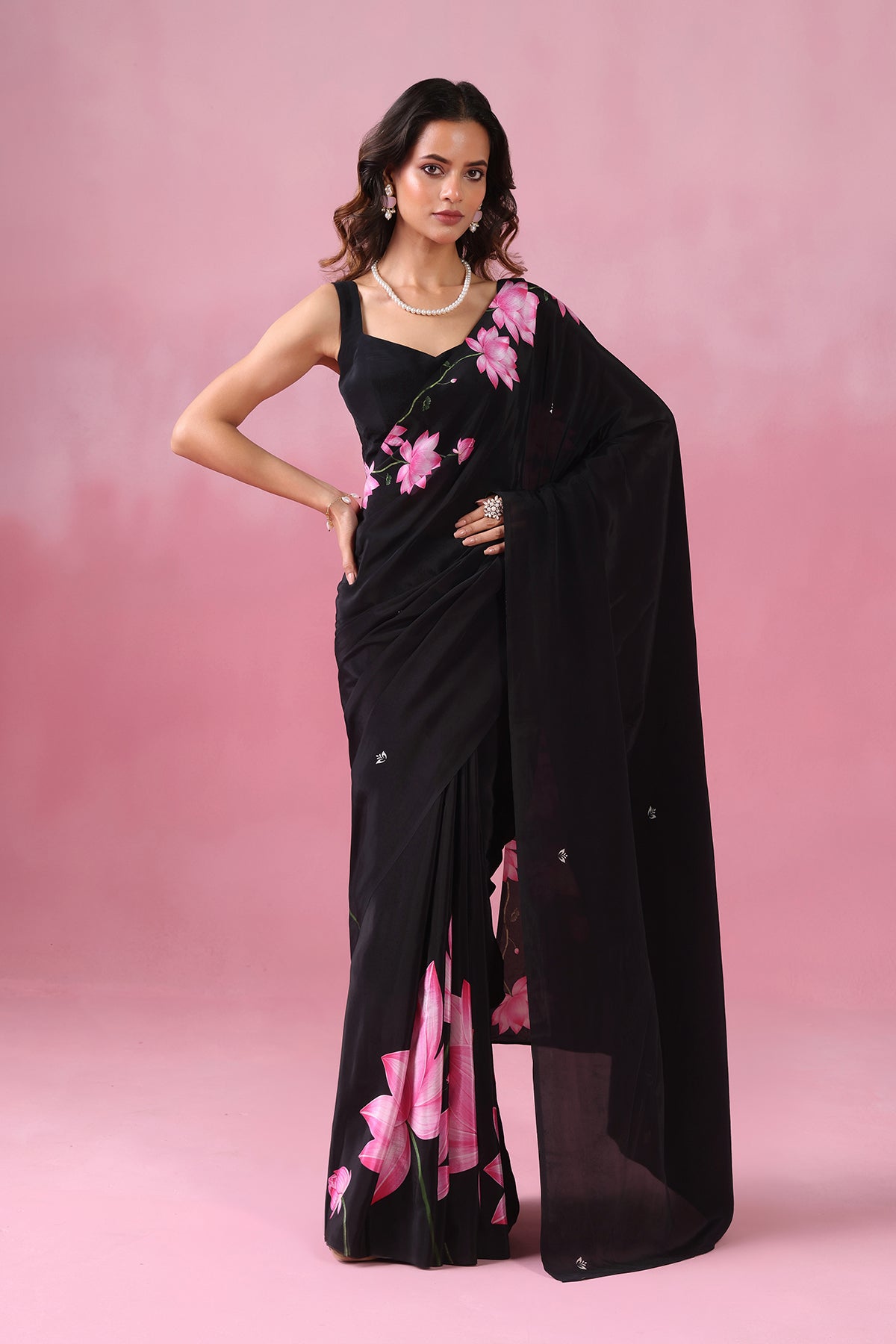 Kamalraas- Black Saree with Classic Pichwai Prints