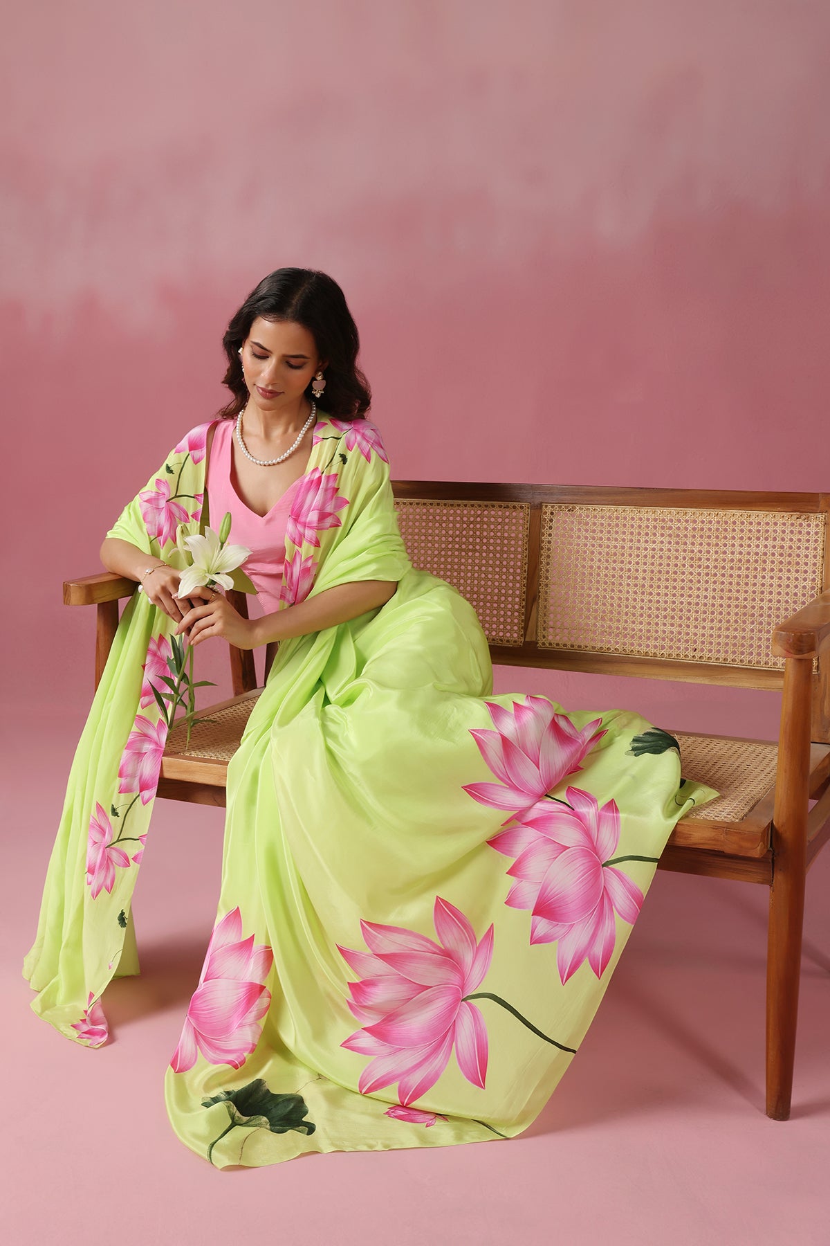 Kamalika - Green Saree with Classic Pichwai Prints