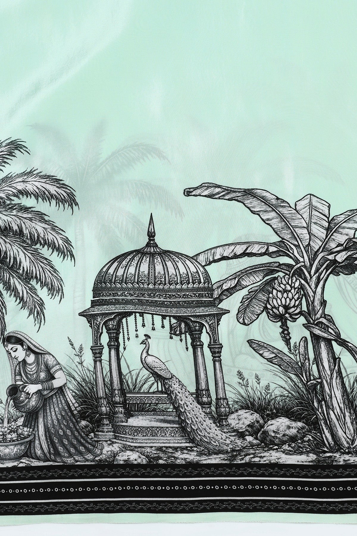 Mintara – Mint Green Drape Adorned with Kalamkari Motifs