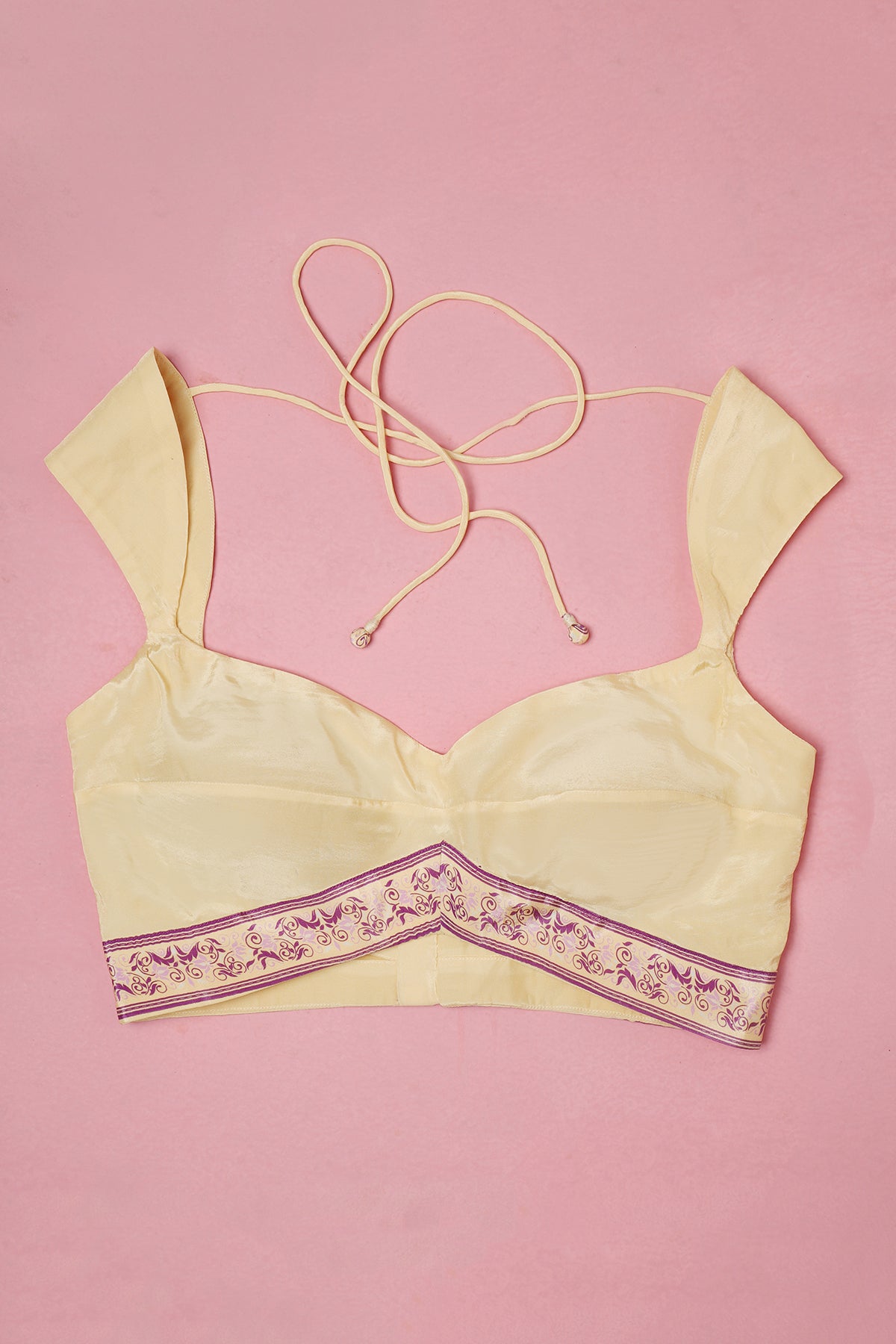 Vasanti - Butter Yellow Elegance with A Half Floral Touch.