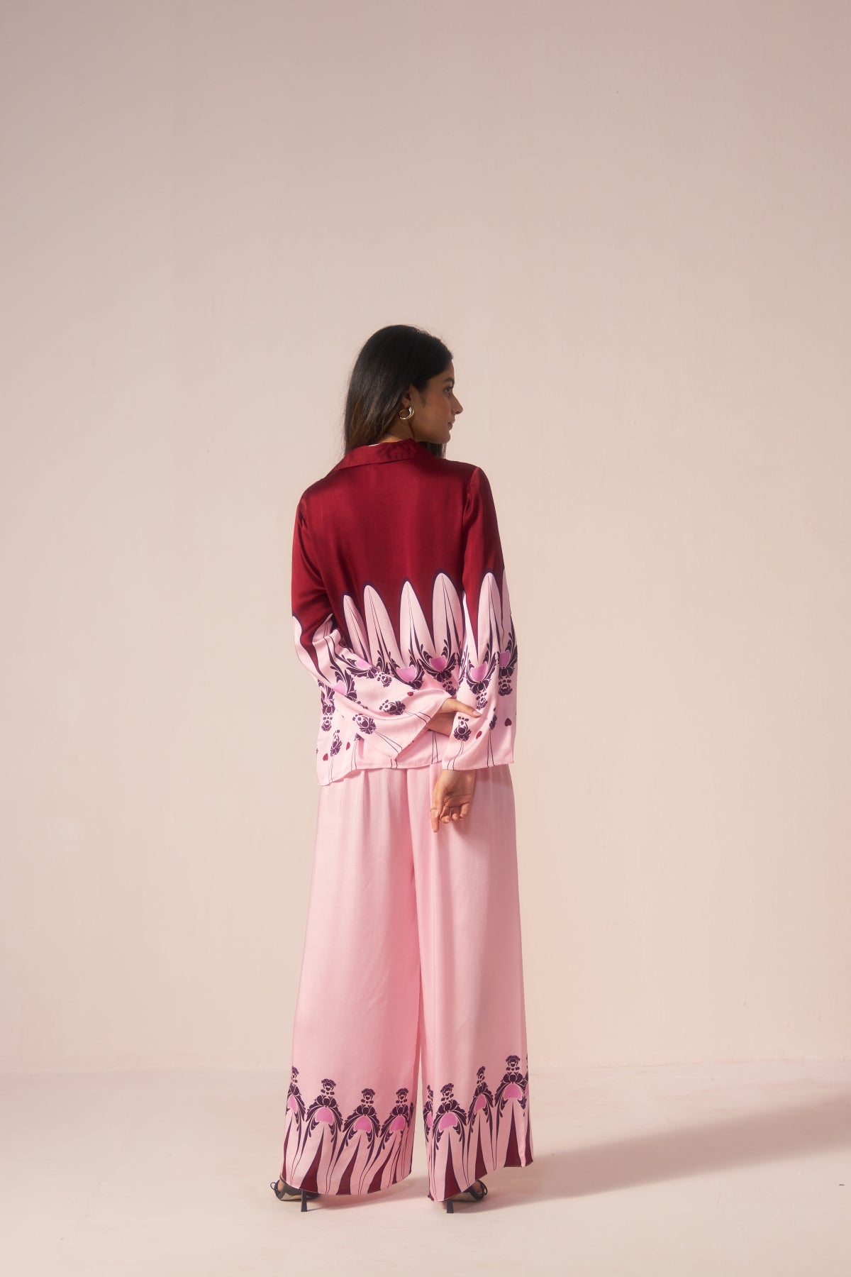 Gulnaar – Pink with Maroon Motifs Coord Set