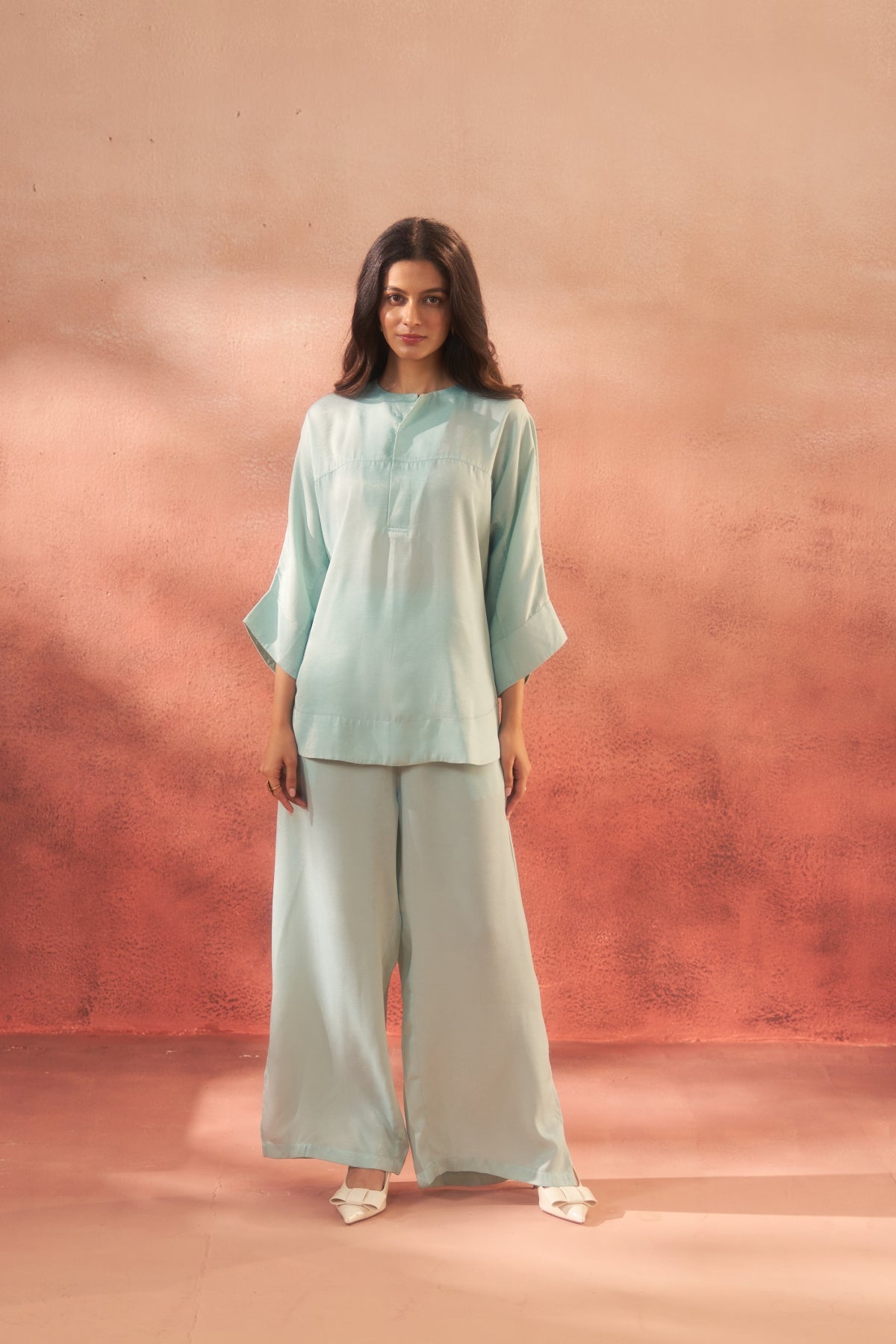Verde Breeze (Cyan Green Cordset – Slit Pants)