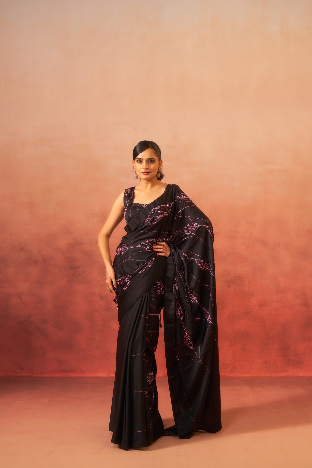 Sitara – Black Elegance Adorned with Pearls