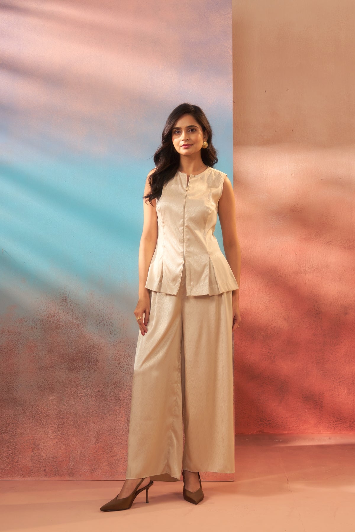 Ivory Aura – Beige Coord Set for Semi-Formal Elegance