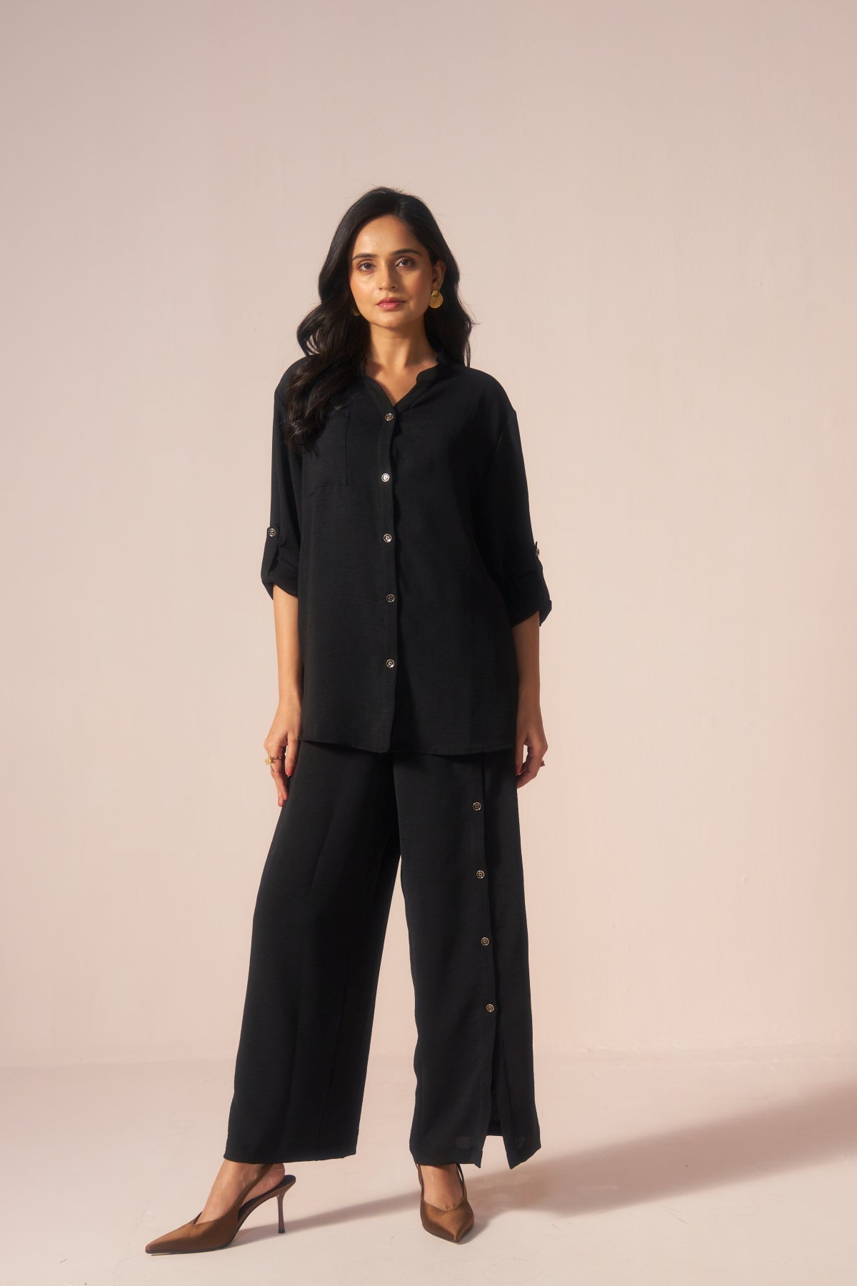 Noir Ease – Black Coord Set with See-thru Laces at Back