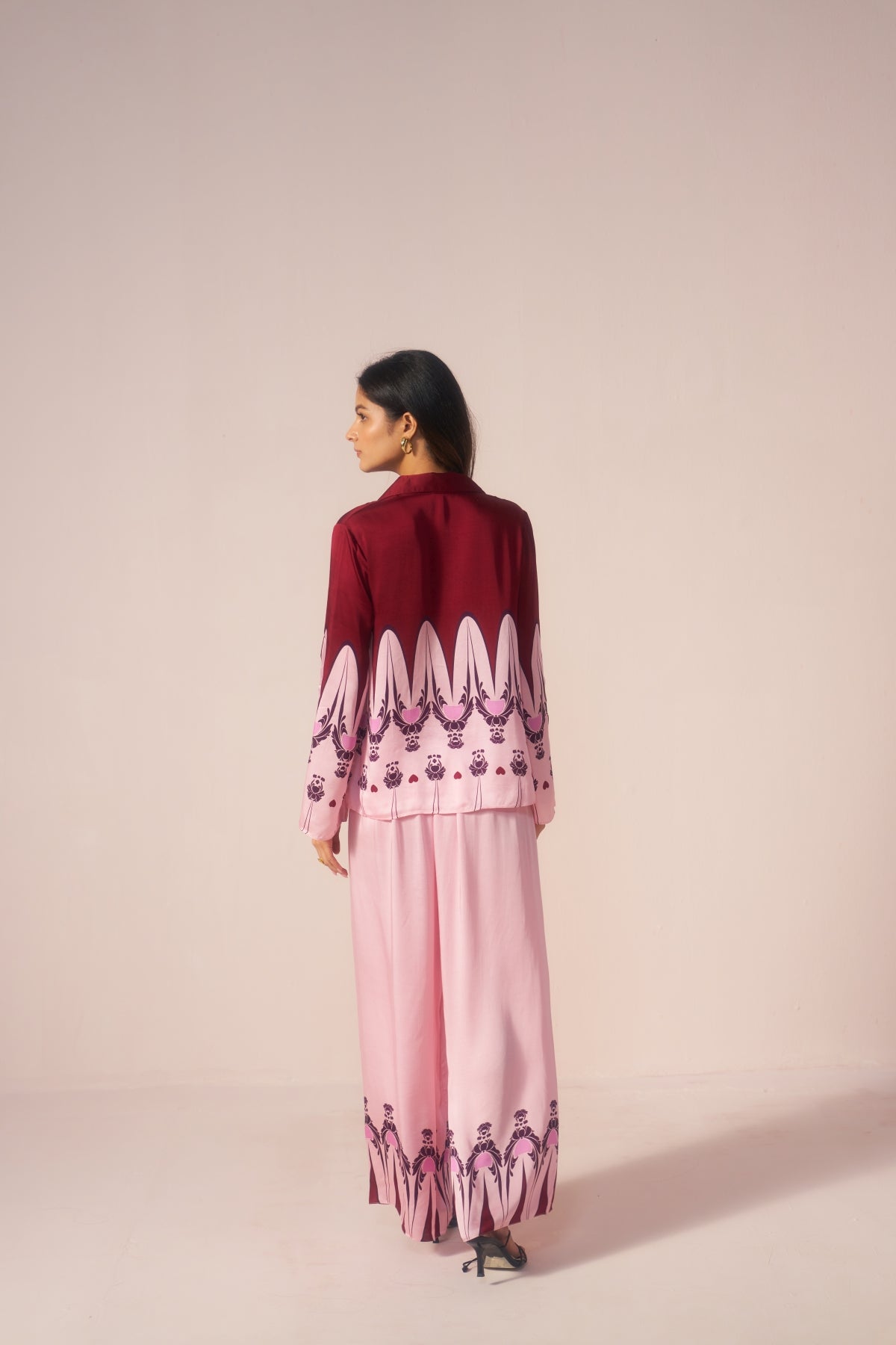 Gulnaar – Pink with Maroon Motifs Coord Set