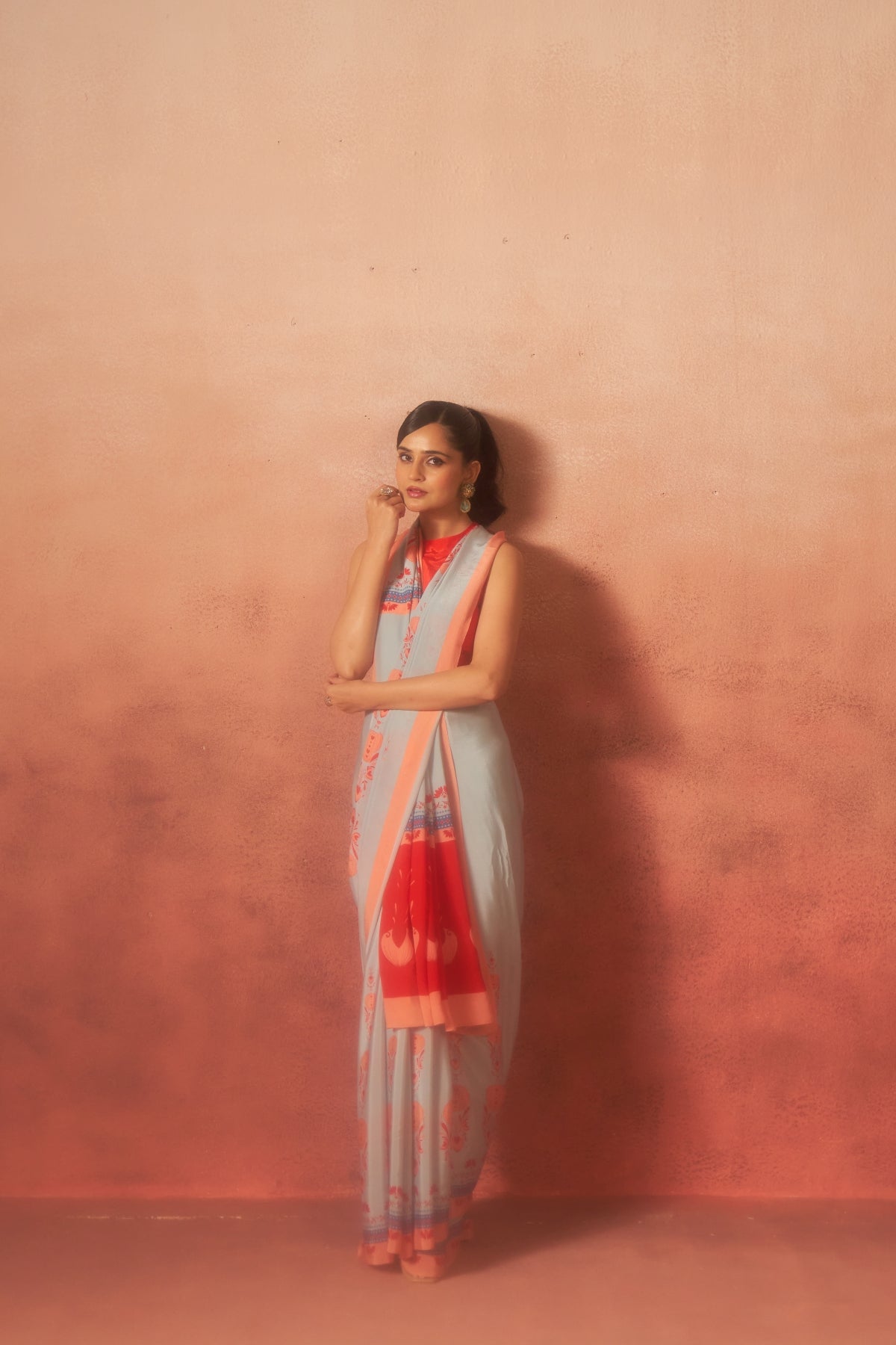 Samudra – Waves of Blue & Orange Elegance