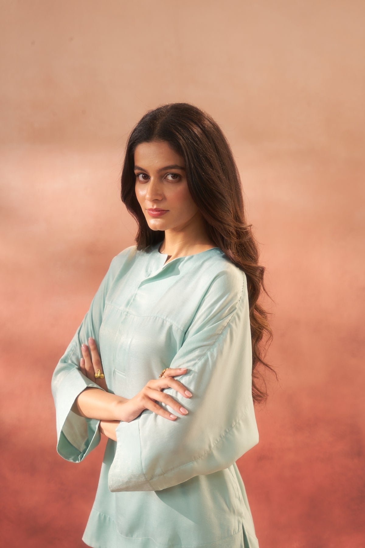 Verde Breeze (Cyan Green Cordset – Slit Pants)