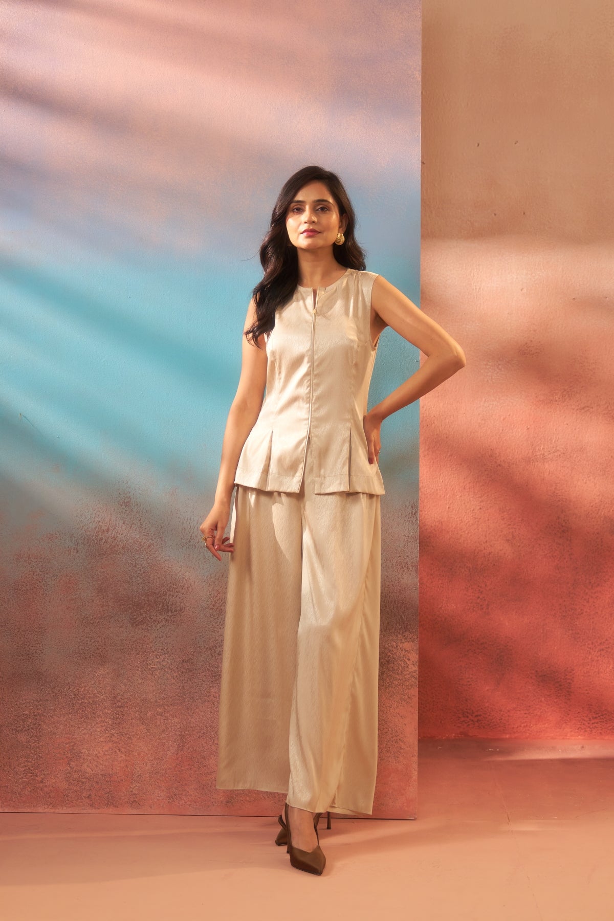 Ivory Aura – Beige Coord Set for Semi-Formal Elegance