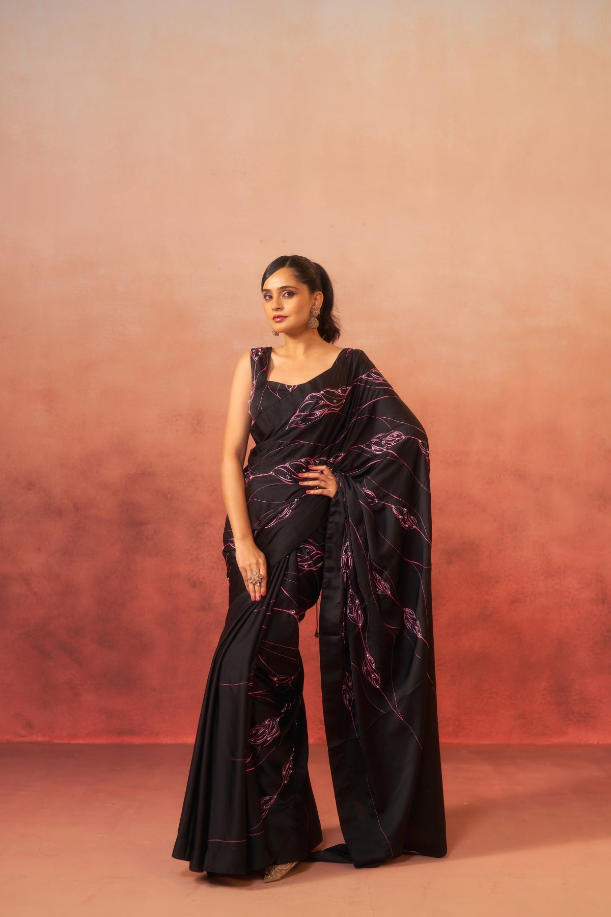 Sitara – Black Elegance Adorned with Pearls