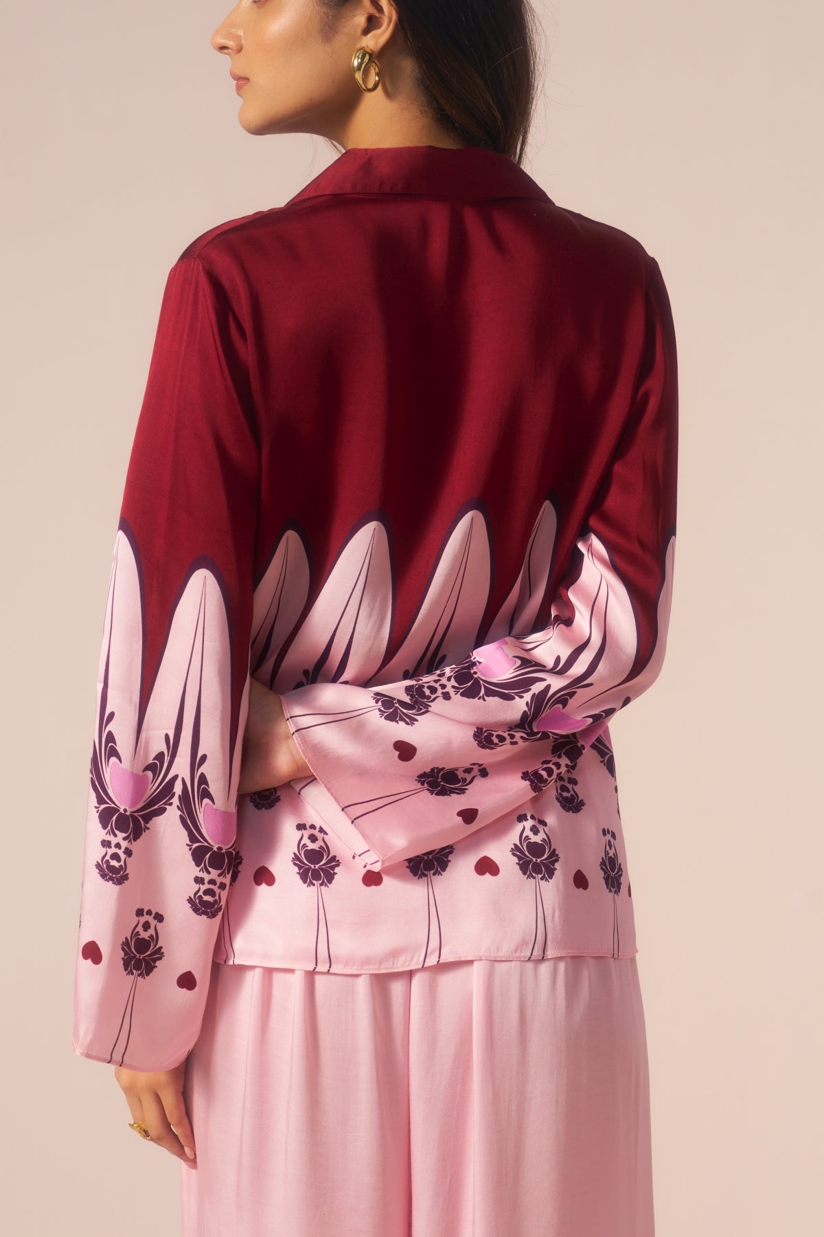 Gulnaar – Pink with Maroon Motifs Coord Set