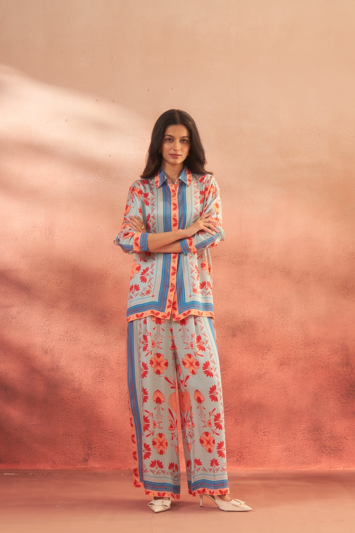 Samudra – Oceanic Blue & Orange Coord Set Elegance