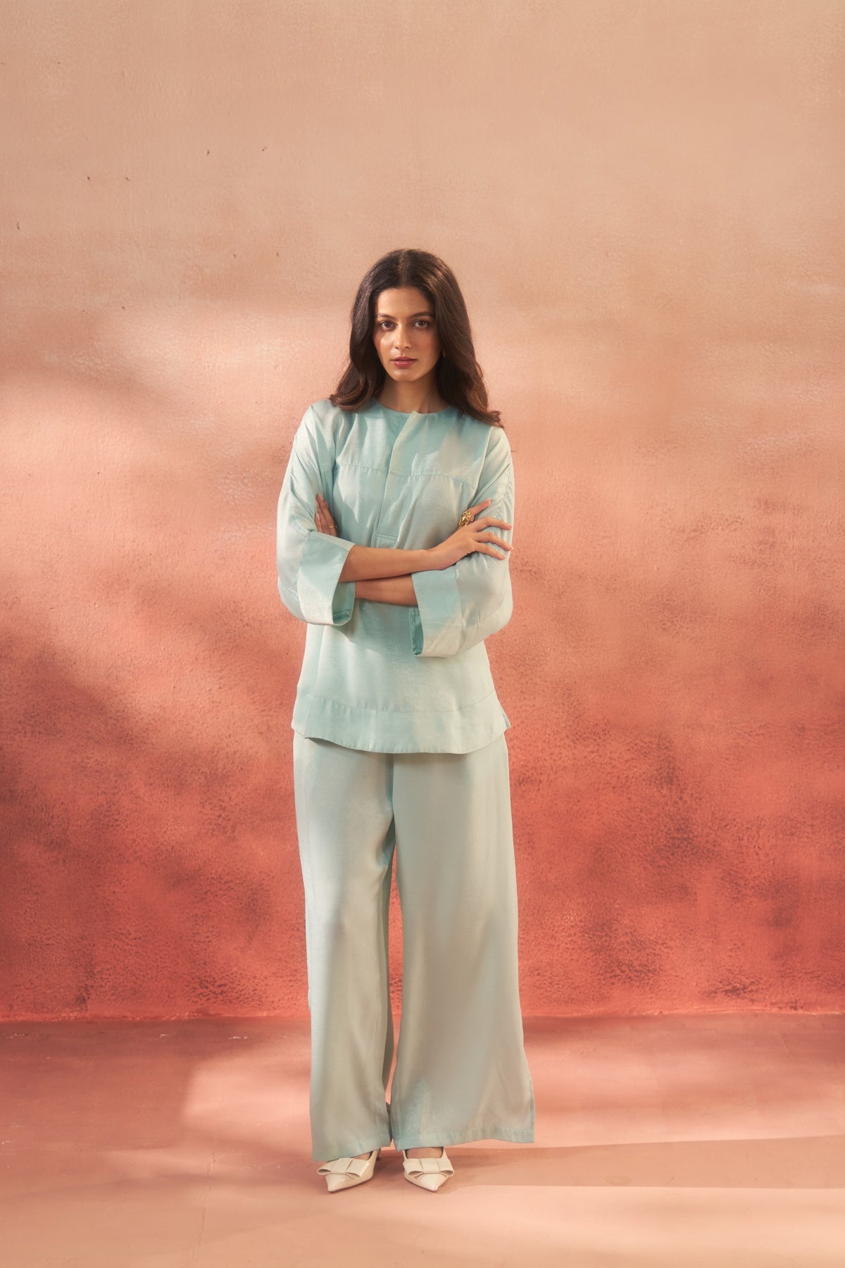 Verde Breeze (Cyan Green Cordset – Slit Pants)