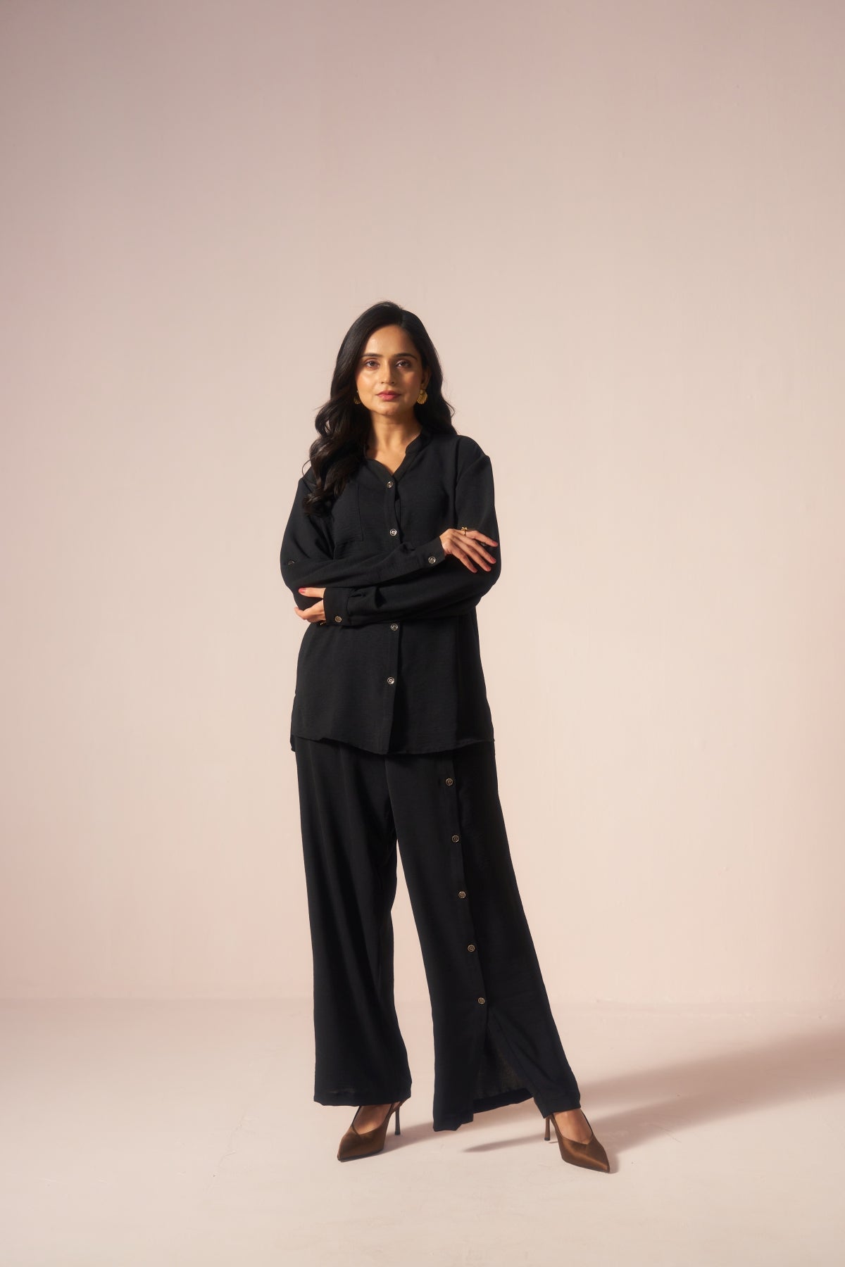 Noir Ease – Black Coord Set with See-thru Laces at Back