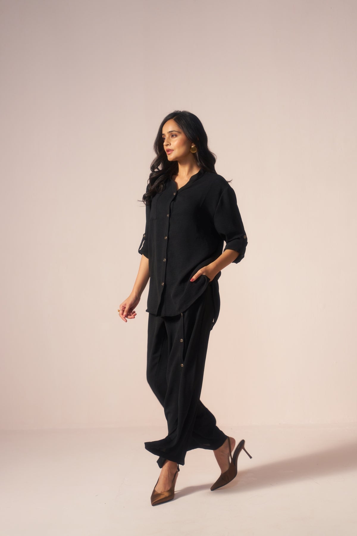 Noir Ease – Black Coord Set with See-thru Laces at Back