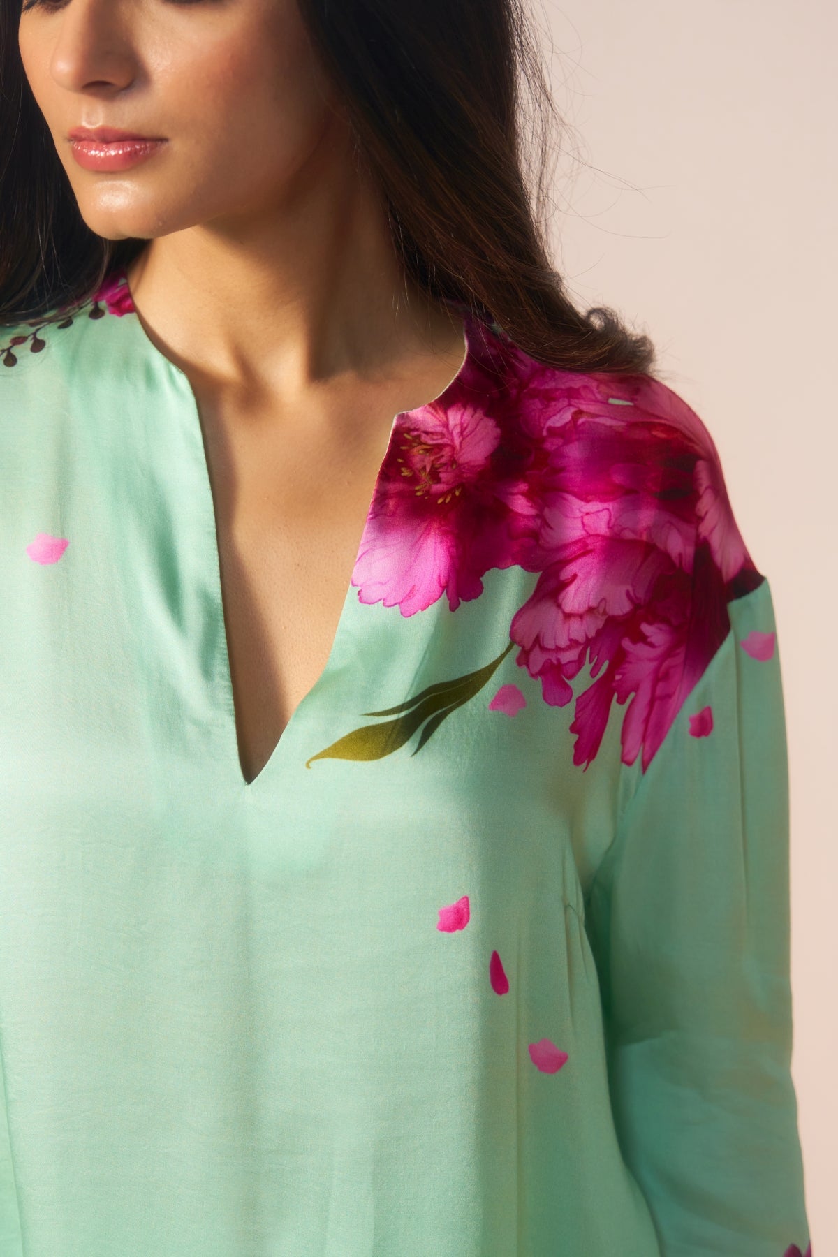 Gulbagh – Green Coord Set with Floral Bird Charm