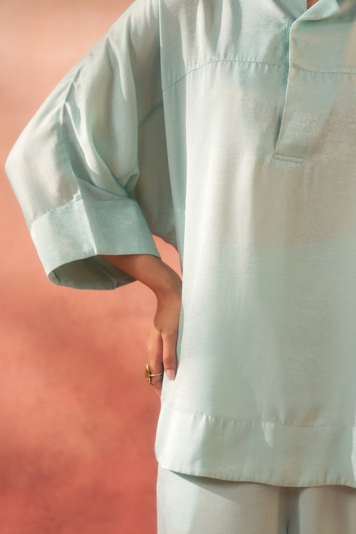Verde Breeze (Cyan Green Cordset – Slit Pants)