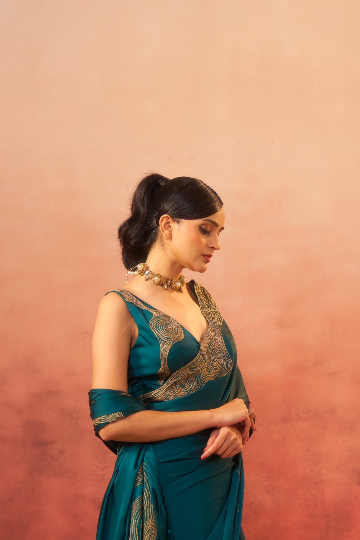 Firoza – Zari Glow in Teal Green