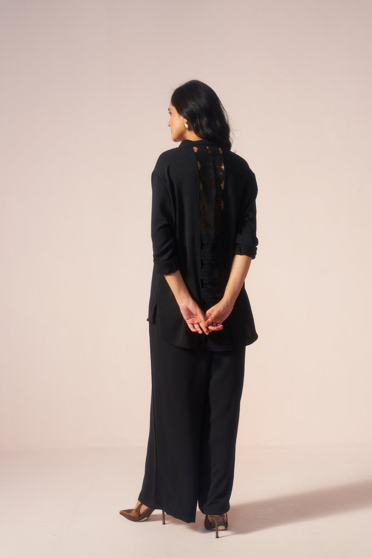 Noir Ease – Black Coord Set with See-thru Laces at Back