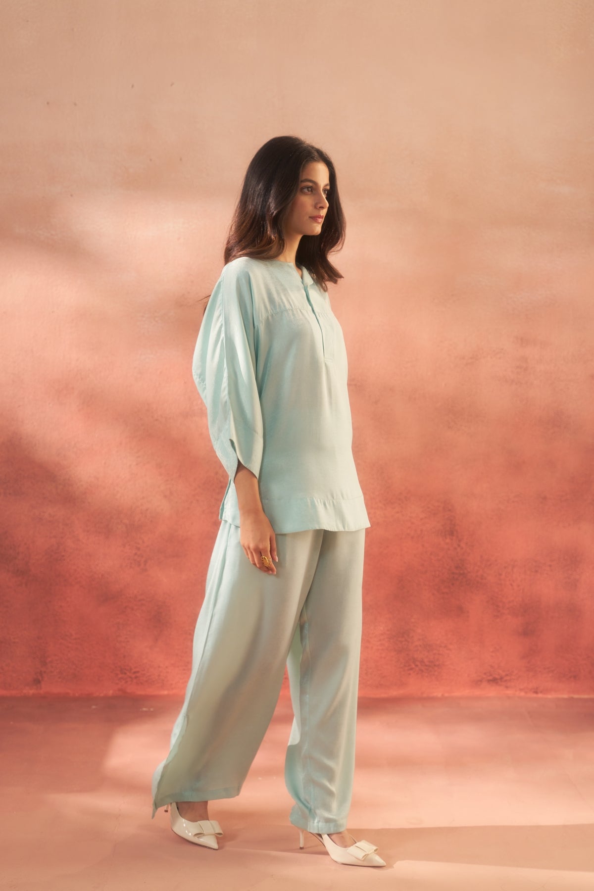Verde Breeze (Cyan Green Cordset – Slit Pants)