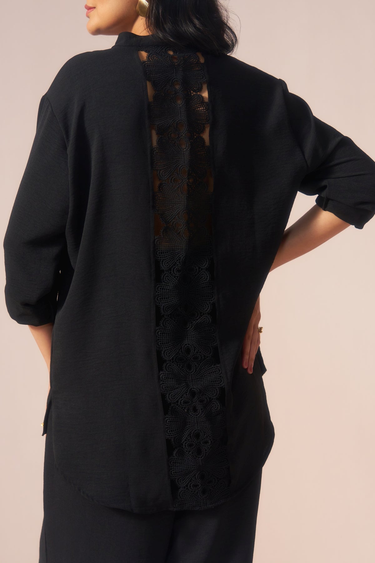 Noir Ease – Black Coord Set with See-thru Laces at Back