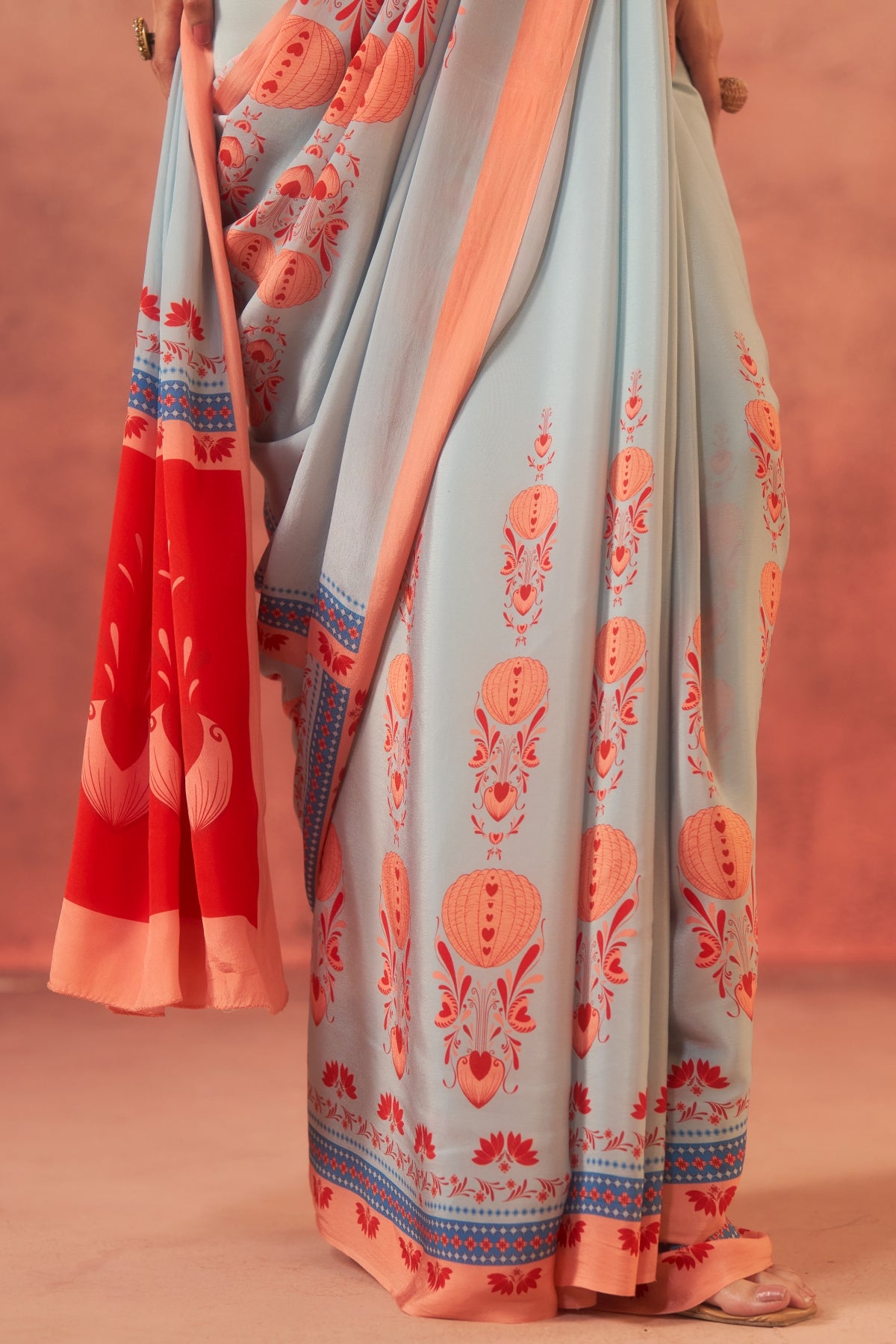 Samudra – Waves of Blue & Orange Elegance