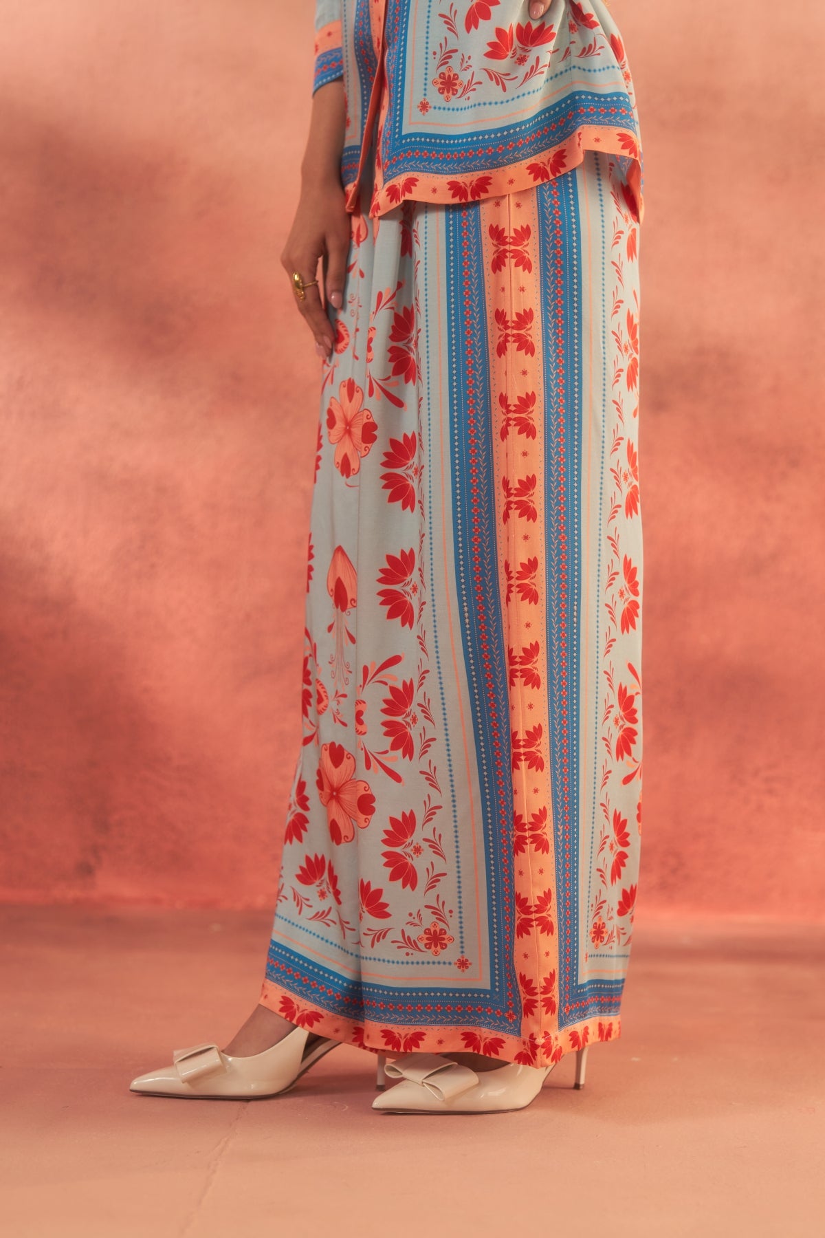 Samudra – Oceanic Blue & Orange Coord Set Elegance