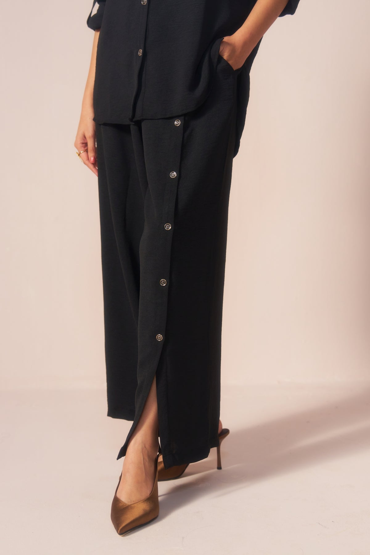 Noir Ease – Black Coord Set with See-thru Laces at Back