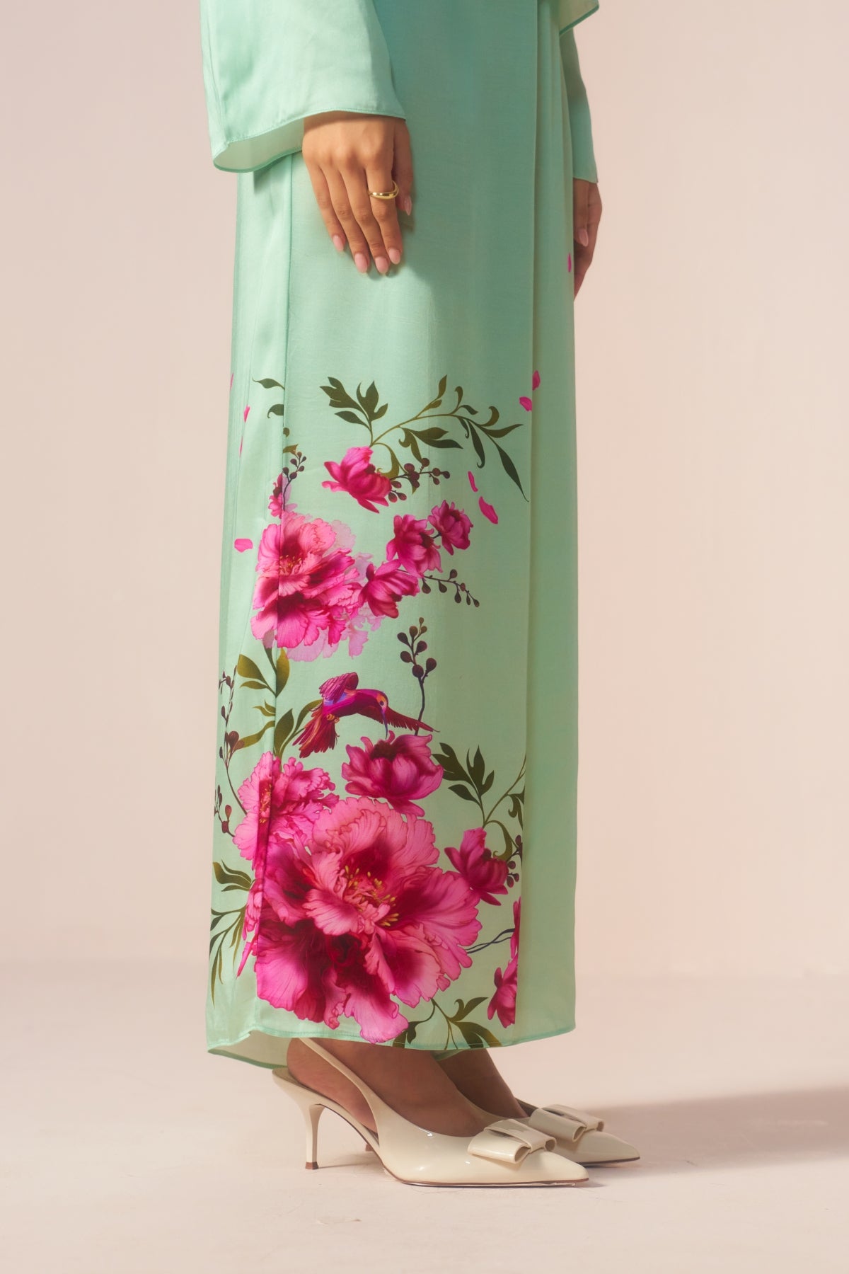 Gulbagh – Green Coord Set with Floral Bird Charm