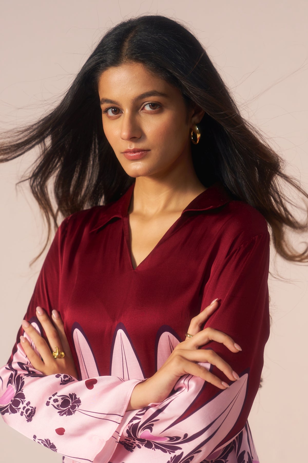 Gulnaar – Pink with Maroon Motifs Coord Set