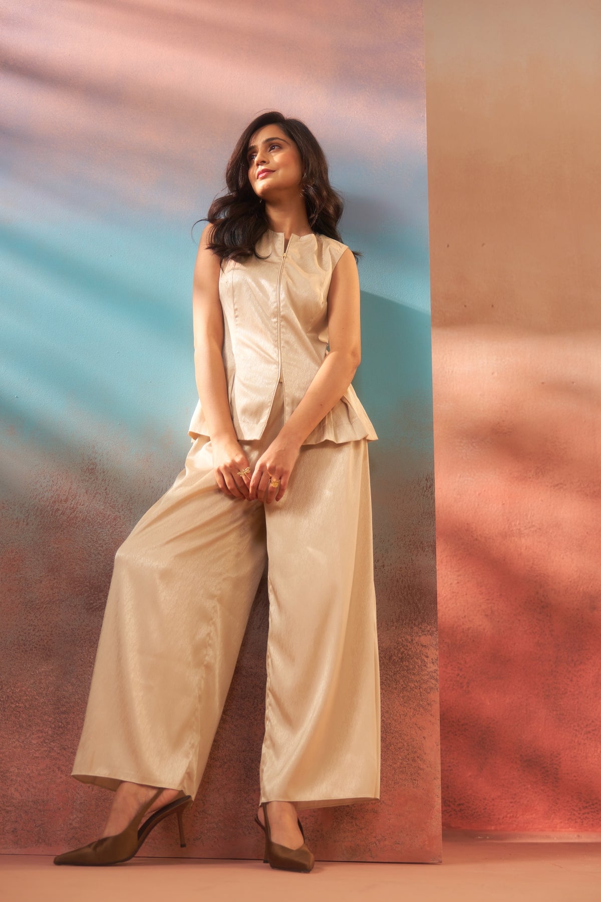 Ivory Aura – Beige Coord Set for Semi-Formal Elegance