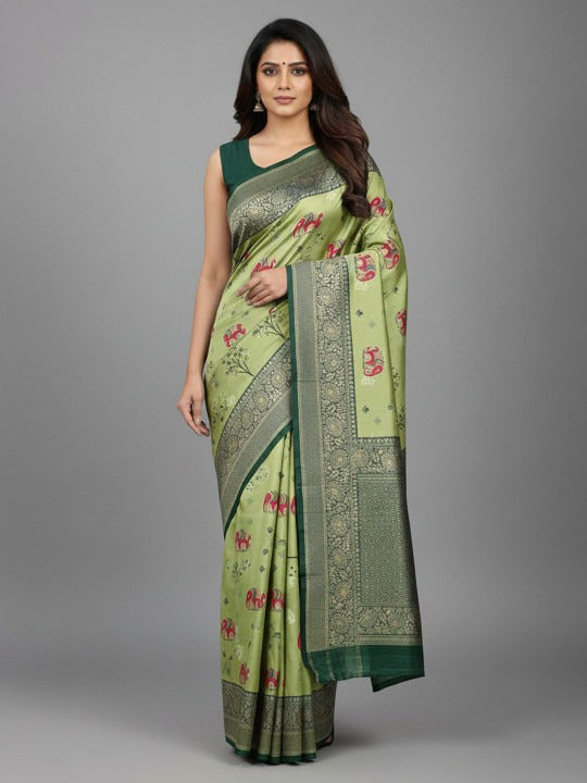Women Designer Fendy Satin Silk Saree with Embroidery &amp; Blouse Piece  Party Wear Saree