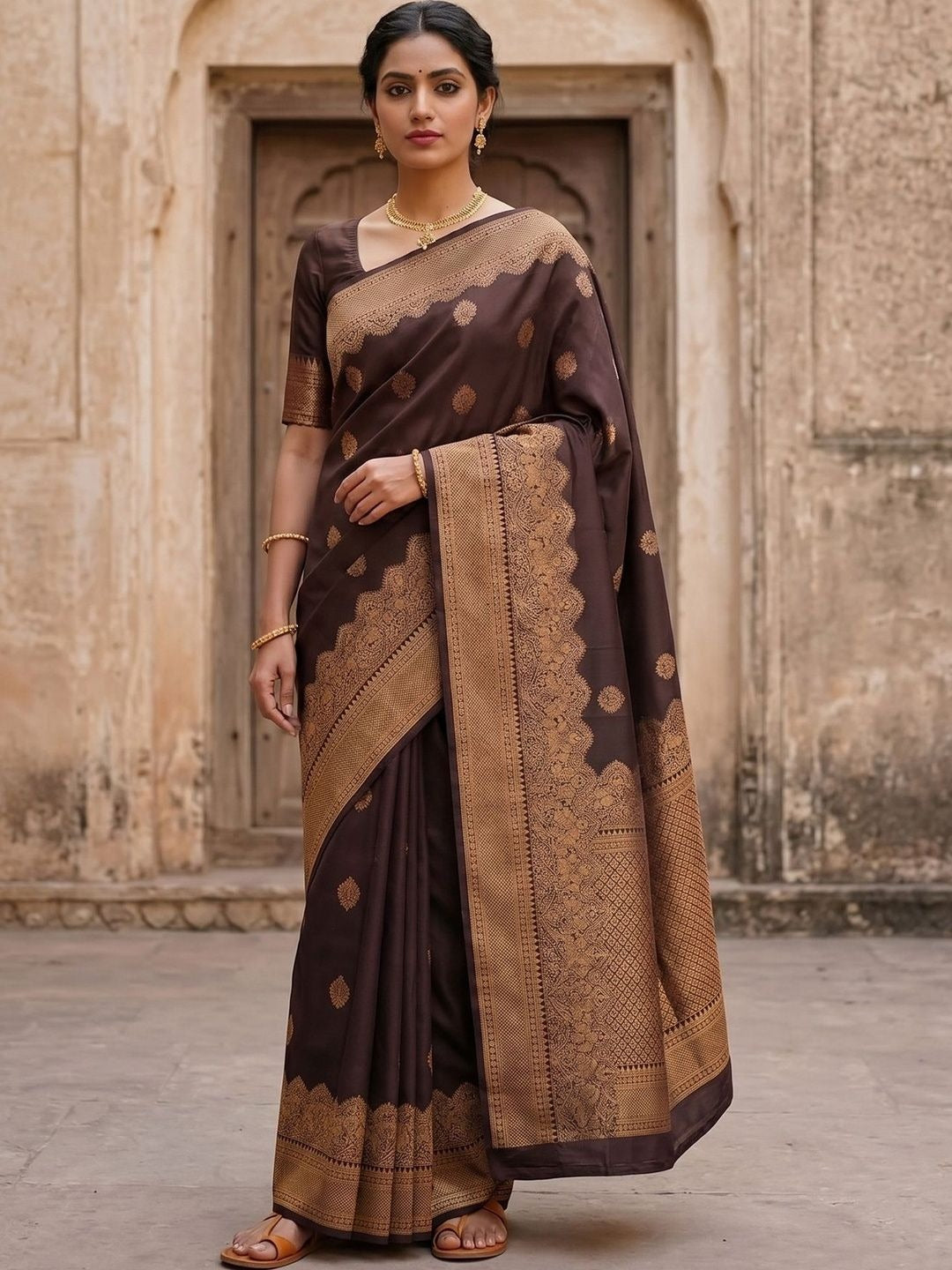 Women Designer Fendy Satin Silk Embroidered Saree with Blouse Piece  Elegant Occasion Wear