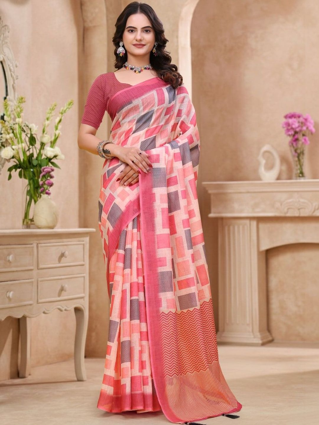 Women Designer Fendy Satin Silk Embroidered Saree with Blouse Piece  Elegant Occasion Wear