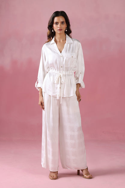 Ivory Check - White Premium Coord Set with Wrap Sleeves