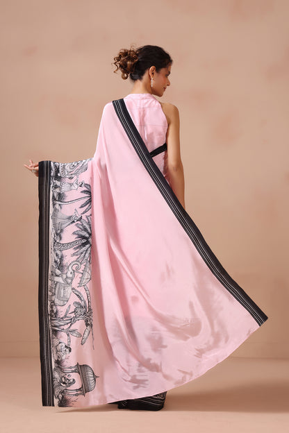 Gulraas – Pink Drape Adorned with Kalamkari Motifs