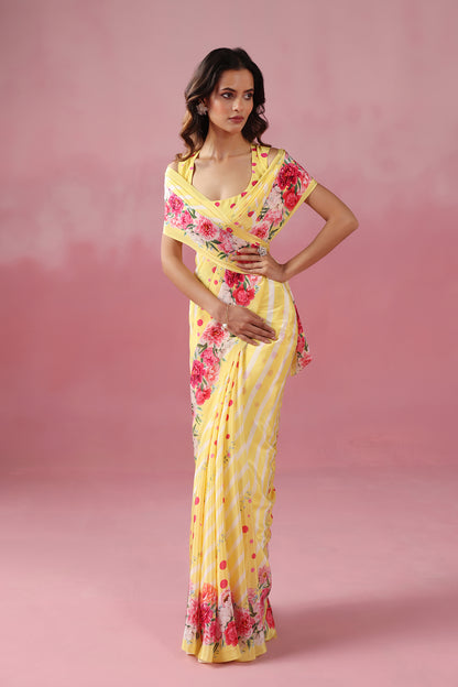Polka Baagicha –Yellow with Florals with Playful Polka Twist