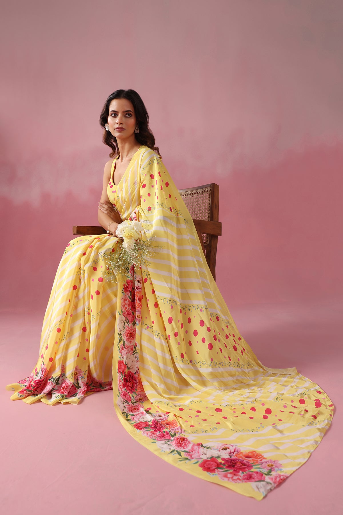 Polka Baagicha –Yellow with Florals with Playful Polka Twist