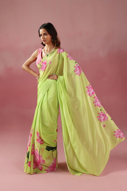 Kamalika - Green Saree with Classic Pichwai Prints