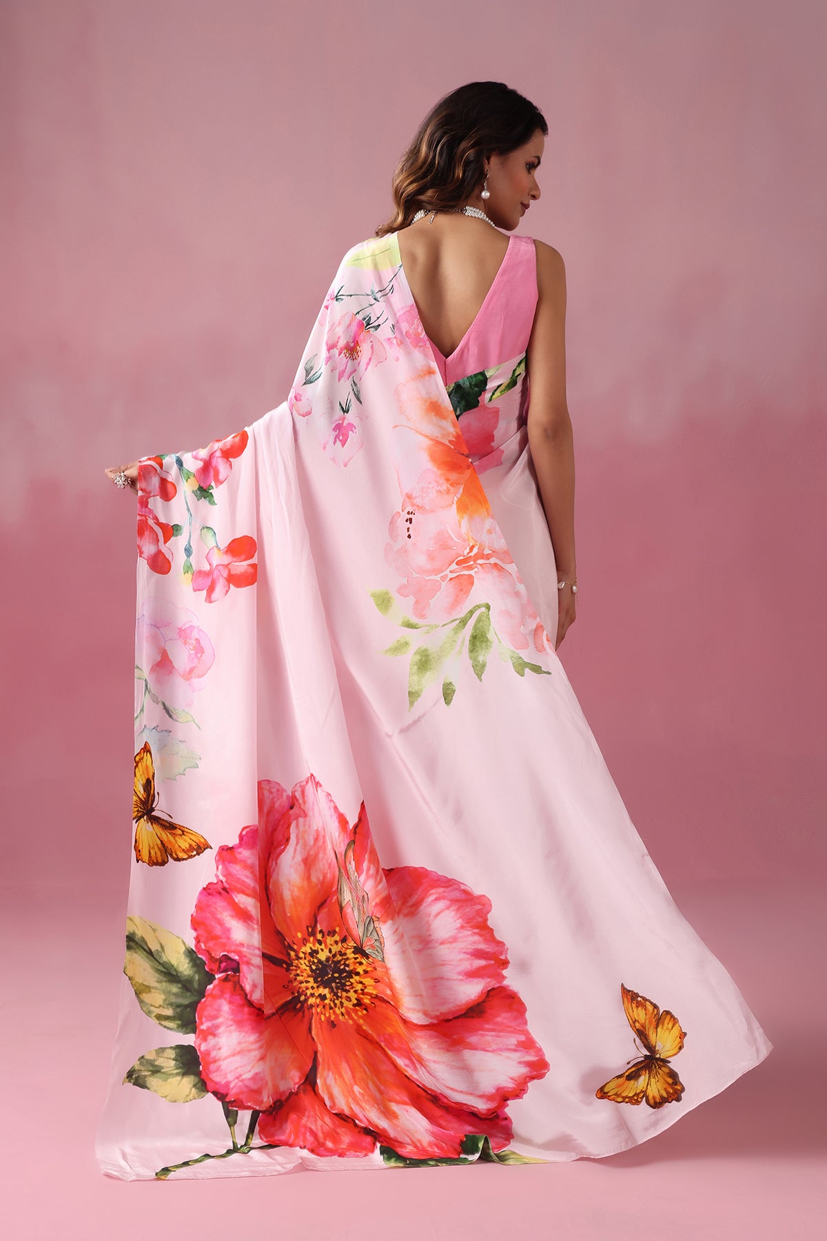 Pankh- Soft Pink Elegance with Delicate Floral Borders