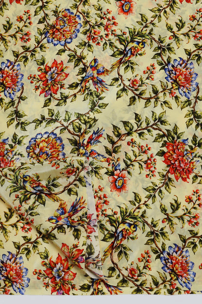 Vasanti - Butter Yellow Elegance with A Half Floral Touch.