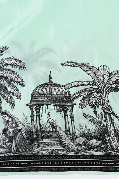 Mintara – Mint Green Drape Adorned with Kalamkari Motifs