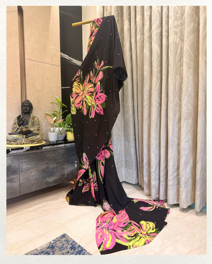 Rangrez- Vibrant Floral Printed Saree | Pure Crepe