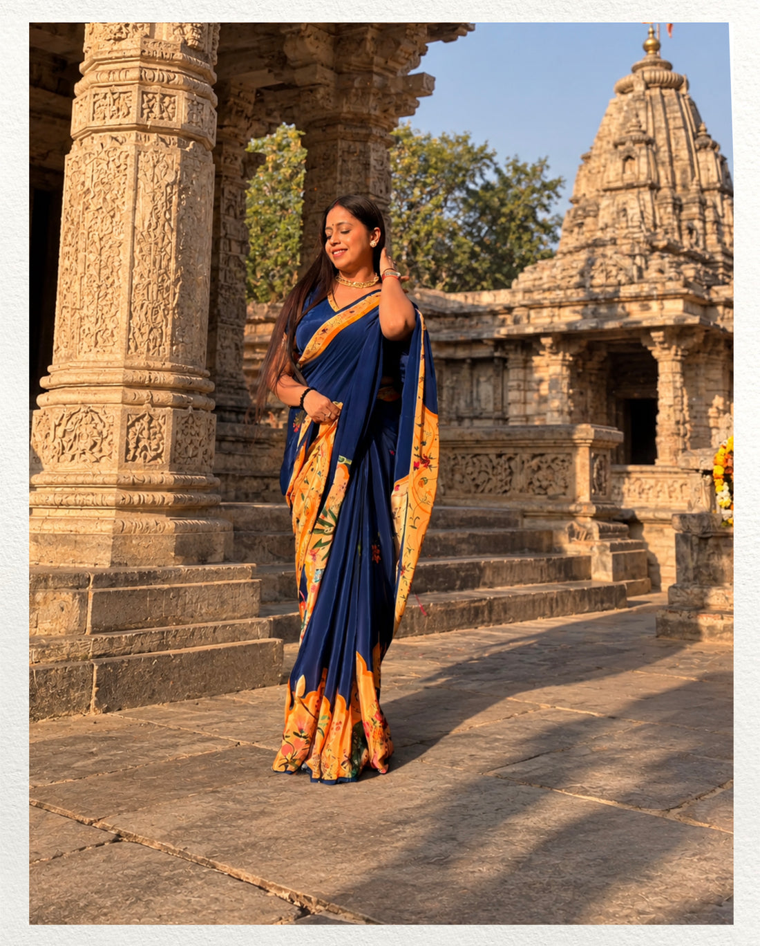 Naqsh – Pichwai Floral Printed Saree | Pure Crepe