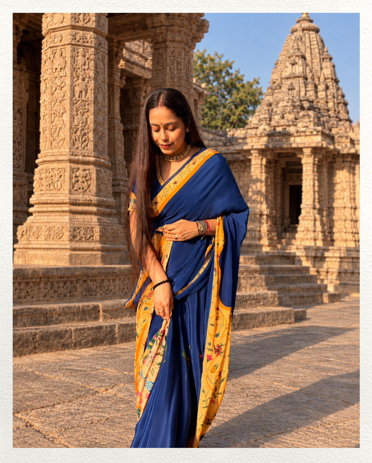 Naqsh – Pichwai Floral Printed Saree | Pure Crepe