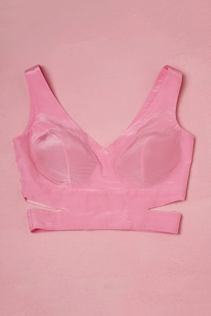 Pankh- Soft Pink Elegance with Delicate Floral Borders